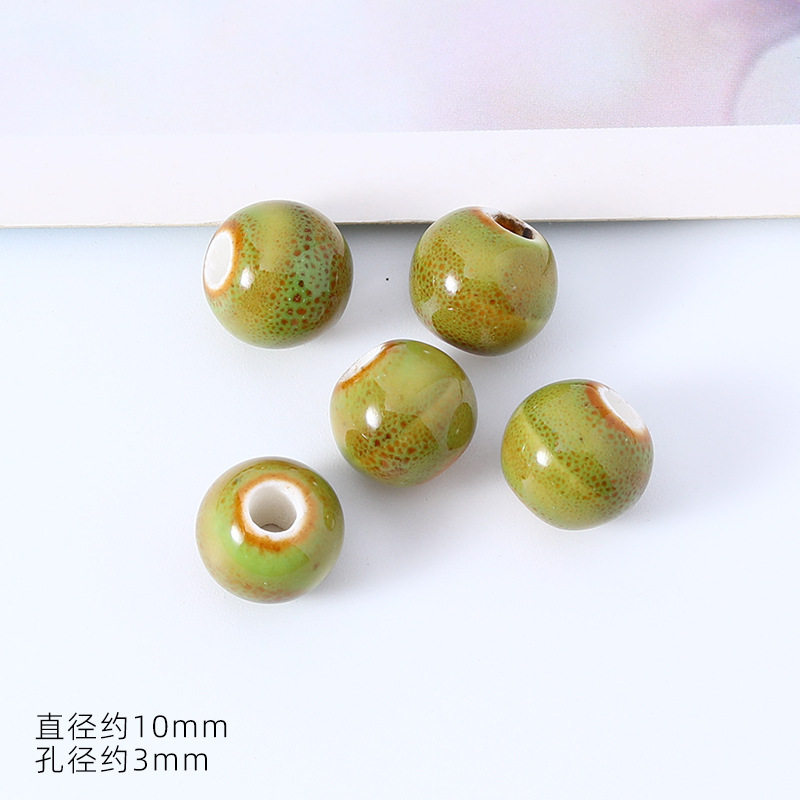 配件diy饰品大孔陶瓷散珠10mm手串珠子景德镇手链配件陶瓷珠批发