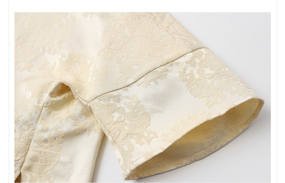 Bộ áo và chân váy nữ dài tay dáng rộng họa tiết hoa thêu — Váy Jacquard (giao hàng trong 7 ngày), Váy Jacquard (giao hàng trong ngày), Áo Jacquard (giao hàng trong ngày), Áo thun Jacquard (giao hàng trong 7 ngày)