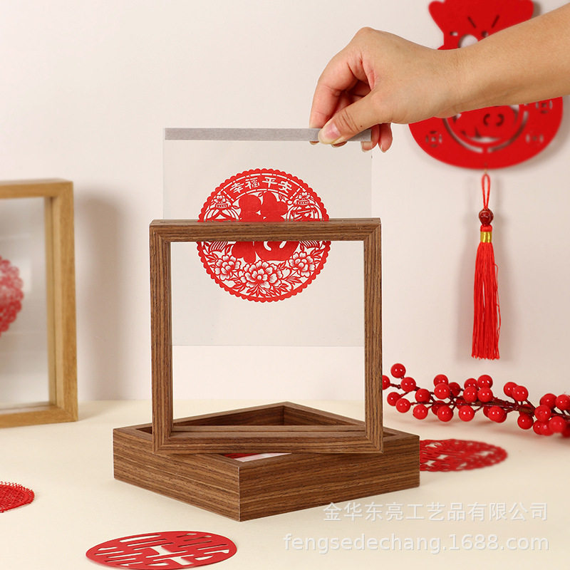 Double-sided transparent glass Xi character clip photo frame decoration factory wholesale plant specimen frame picture frame paper cut