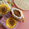 Sweet sunflower hand-woven mini drawstring bag snow five wool crocheted earphone case sunflower coin purse