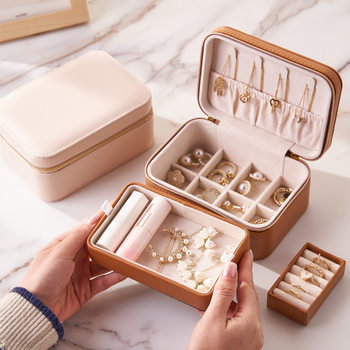 Earring Storage Box Exquisite Double Layer Convenient Jewelry Storage Box Small Multifunctional Cream Style Jewelry Storage Box