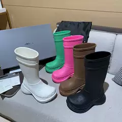Trendy Knee-High Rain Boots, Street Style, Height-Increasing, Versatile, Slimming, Non-Slip Thick-Soled, Ashi Fashion Paris