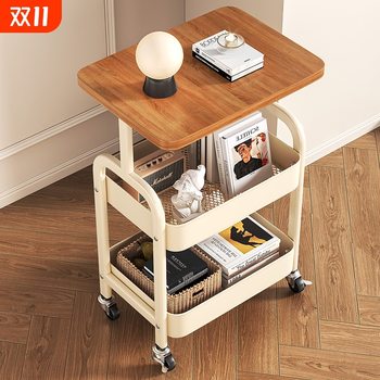 Second-Hand Movable Trolley Storage Rack Floor-Standing Living Room Sofa Side Table Coffee Table Snack Storage Shelf Bedside Table