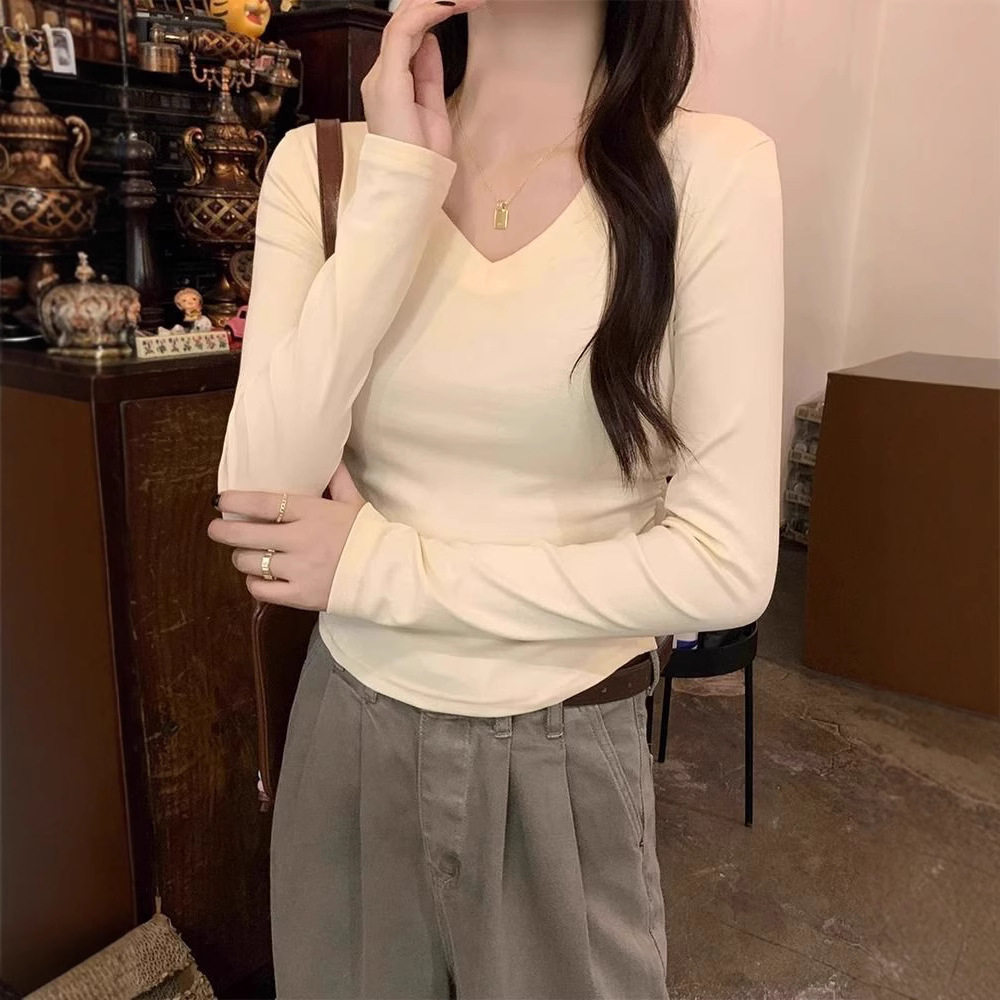 Womens Long Sleeve T Shirt Slim Fit Irregular Hem Wrinkle Resistant Fabric Casual Autumn Winter Wear
