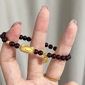 Red Pomegranate Bracelet for Women, Sand Gold Baguette Cat Cartoon, Versatile Simple Coin Bracelet, Gift for Women, Versatile Bracelet