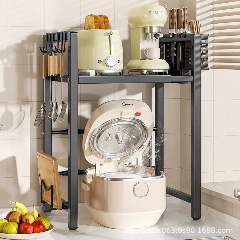 Kitchen Rack Rice Cooker Rack Telescopic Microwave Rack Retractable Oven Storage Rack Countertop Home
