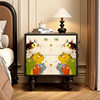 Solid Wood French Retro Drawer Cabinet Abstract Art Storage Cabinet Bedroom Bedside Table Living Room Side Cabinet Storage Cabinet