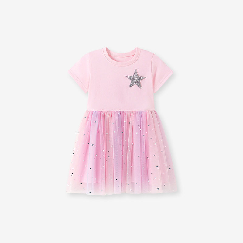 Summer Short-sleeve Girls' Dress, Cute Tulle Kids' Skirt, Stylish Princess Dress