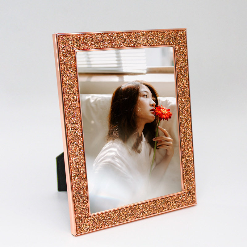 Rhinestone Metal Electroplated Photo Frame 710inch A4 Decorative Picture Frame Tabletop Wedding Photo Wall Hanging Living Room Decoration Sparkling Rhinestones