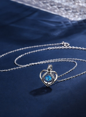 S999纯银心上人爱心项链女轻奢小众吊坠情人节礼物女友抖音同款