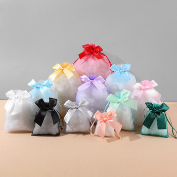Spot Bow Mesh Bag Gift Bag DIY Organza Jewelry Jewelry Packaging Ins Mesh Bag