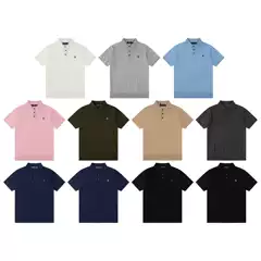 Rl Ralph Lauren Knitted Pony Embroidered Lapel Polo Shirt Three-Button Open-Breasted Sweater Short-Sleeved Men and Women Same Style