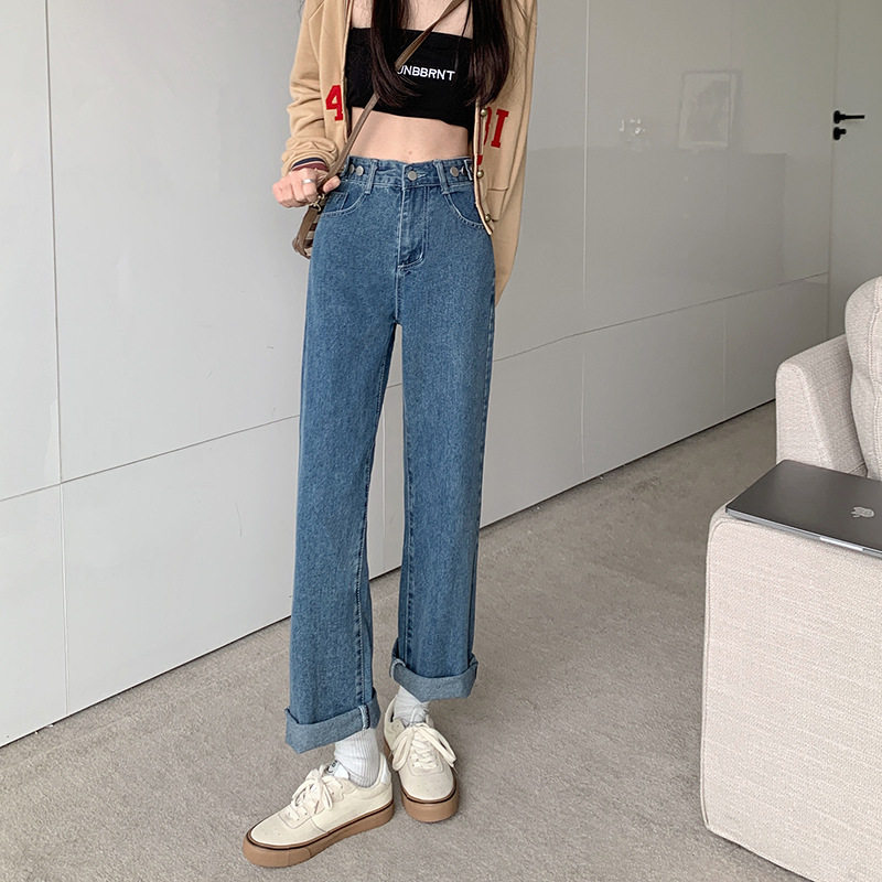 Womens Vintage Loose Fit Denim Jeans Spring Collection High Waisted Flattering Casual Straight Leg Wholesale