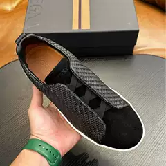 2024 New Jeni High-end Sports Casual Shoes Top Layer Cowhide Frosted Men's Shoes Flip-on Trendy Shoes