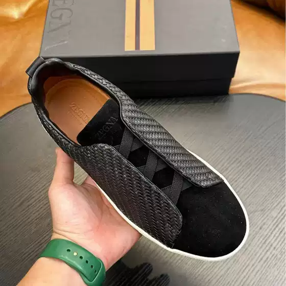 2024 New Jeni High-end Sports Casual Shoes Top Layer Cowhide Frosted Men's Shoes Flip-on Trendy Shoes