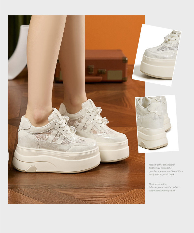 Dép sandal nữ quai chữ V đơn giản, đế wedge cao 8 cm, mũi tròn — Bạc, Len nguyên chất chi tiết 3