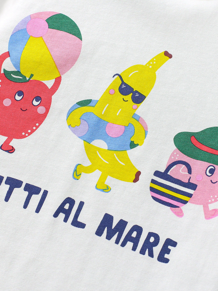 Style Girls' Set, Summer Cartoon Striped Kids' Outfit, Cute Baby Wear