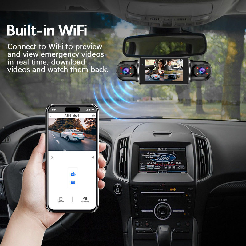 4-Channel Driving Recorder 3-Inch 1080P Front, Rear, Left and Right Simultaneous Recording 4-Channel Wifi Vehicle-Mounted Four-Channel Monitoring