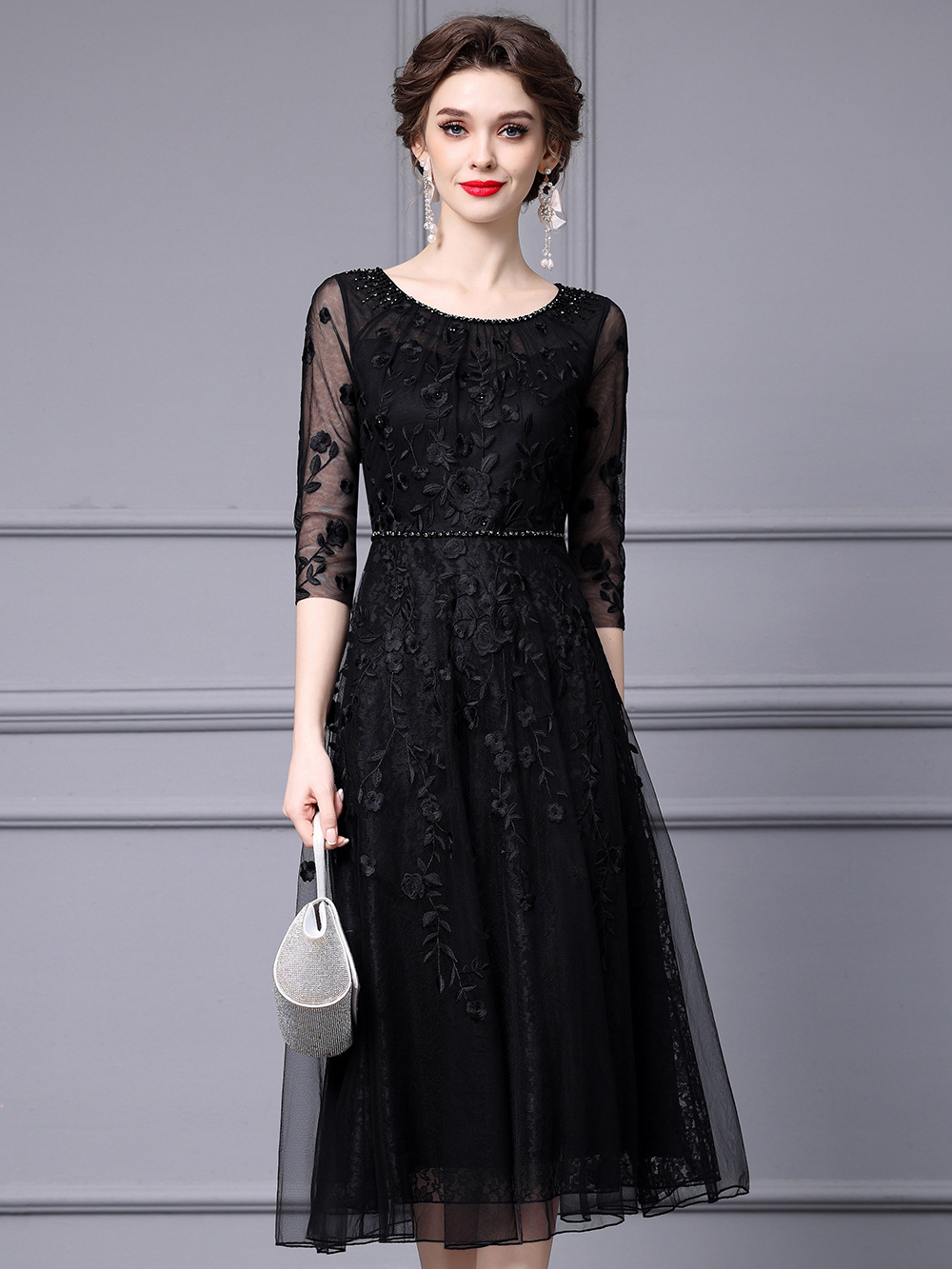 (Mới) Mã K0969 Giá 4260K: Váy Đầm Liền Thân Nữ Shtdc Lưới Mỏng Hàng Mùa Xuân Thu Đông Thêu Họa Tiết Hoa Thời Trang Nữ Chất Liệu G06 Sản Phẩm Mới, (Miễn Phí Vận Chuyển Toàn Quốc).