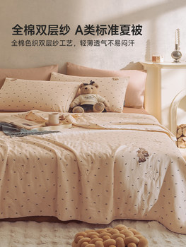 ✅ Teenieweenie Double-Layer Gauze Summer Quilt Pure Cotton Machine Washable Summer Quilt Air-Conditioning Quilt Children's Thin Quilt