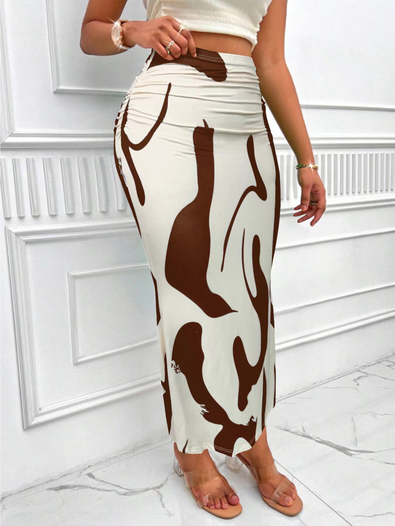 High Waisted Pencil Skirt Slimming Zebra Print Fishtail Design Comfortable Fit Perfect for Parties and Events