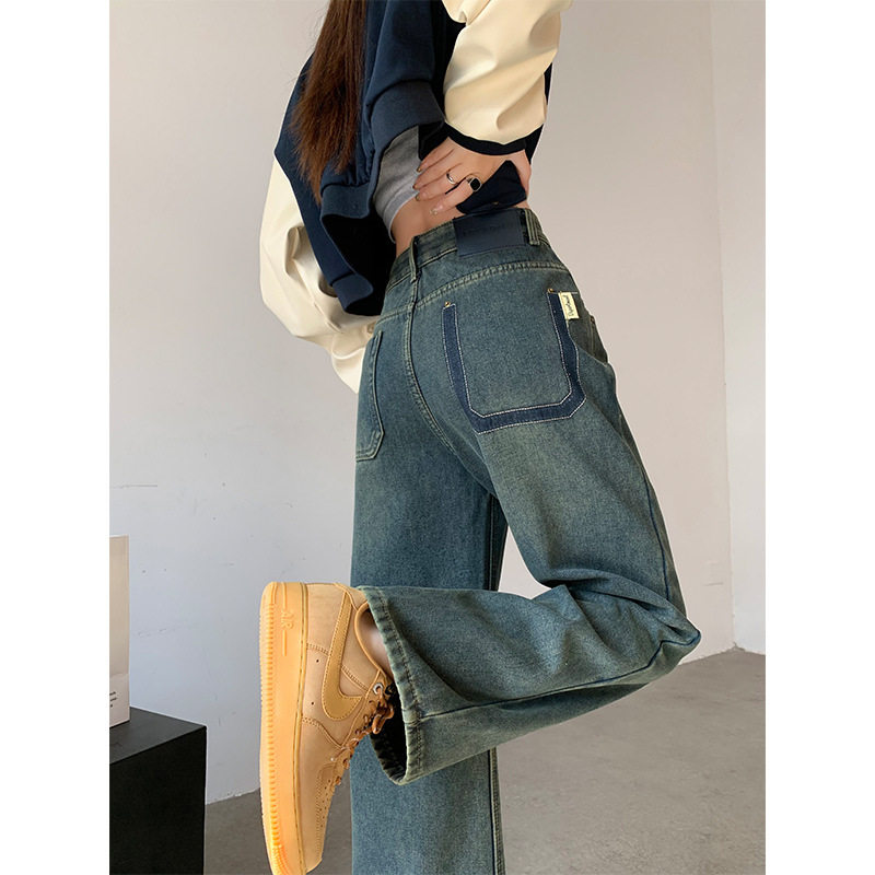High Waisted Wide Leg Jeans for Women Cement Gray Slimming Fit Loose Style Spring Fashion Wholesale Available