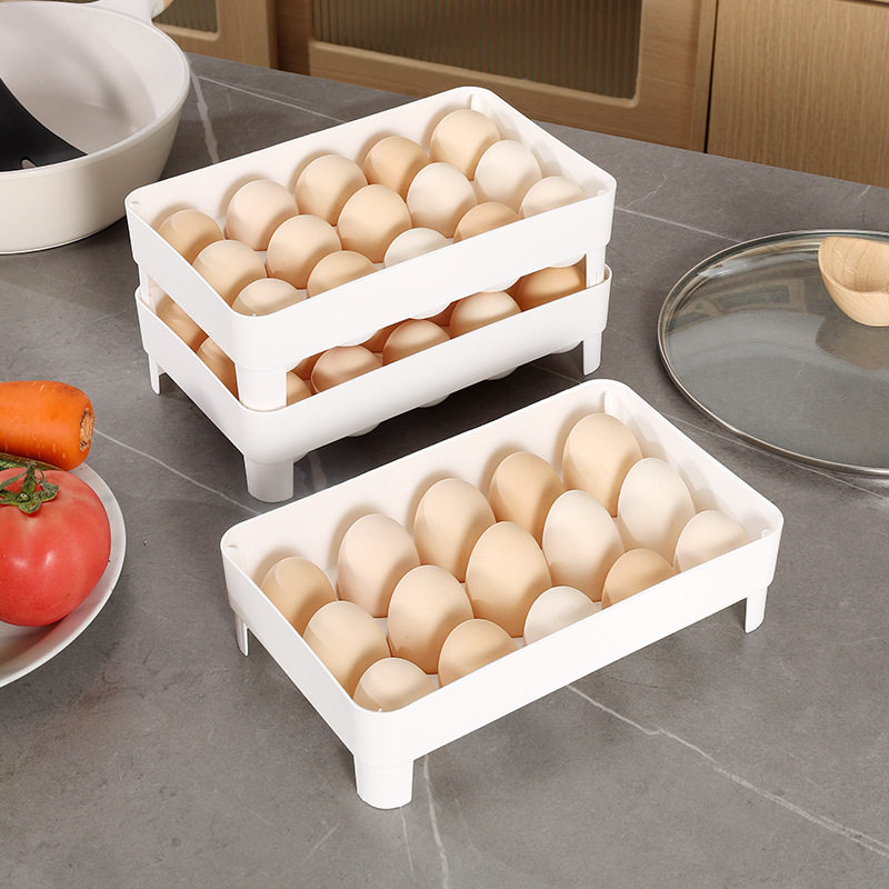 Single-layer Egg Storage Box Household Kitchen Refrigerator Fresh-keeping Egg Box Stackable Catchable Plastic Egg Pad
