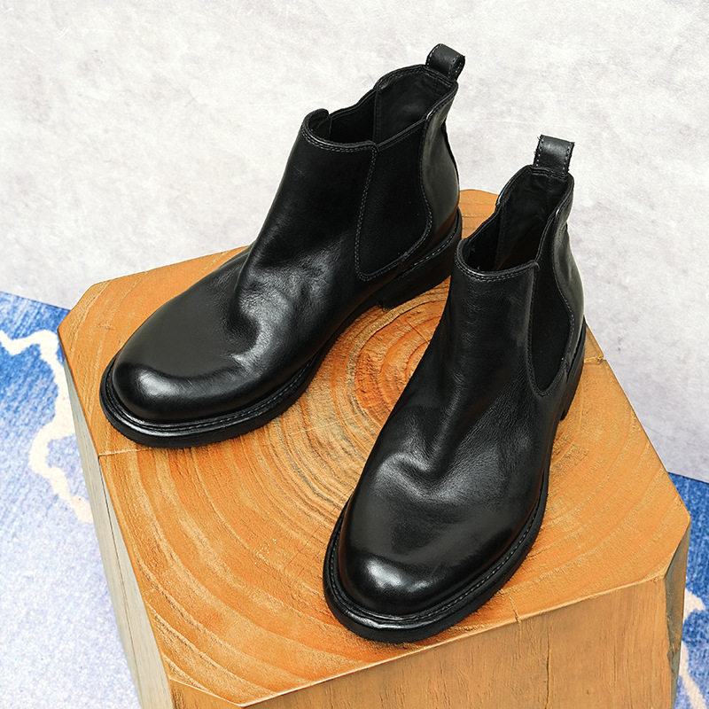 Boot Chelsea Nam Da Mờ Cao Cổ Chiều Cao Đế Khoảng 3cm Màu Đen, Nâu