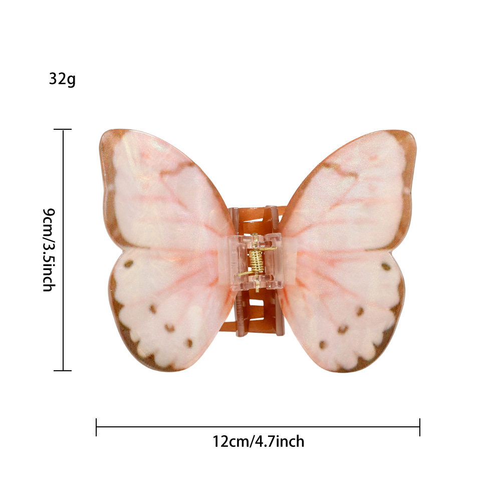 跨境超好看仿镇蝴蝶抓夹女高级感半扎发醋酸发夹后脑勺鲨鱼夹头饰
