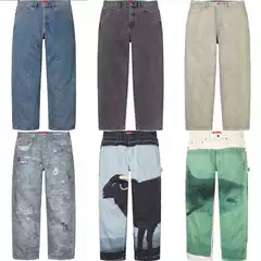 High Quality Supreme25 Trendy Brand Jeans Pants Trendy Brand Digital 3D Printed Loose Jeans Pants