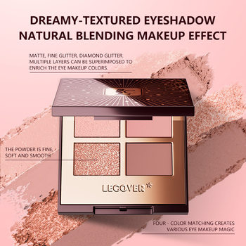 Lc Four-Color Eyeshadow Palette New Women's Lecover Matte Beads Fine Glitter Super Flash European and American Earth High-Gloss Eyeshadow