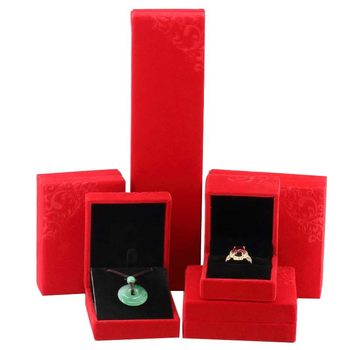 Embossed Right-Angle Velvet Jewelry Packaging Box for Earrings, Pendants, Bracelets, Necklaces, Storage, Wholesale, Hot Stamping Process