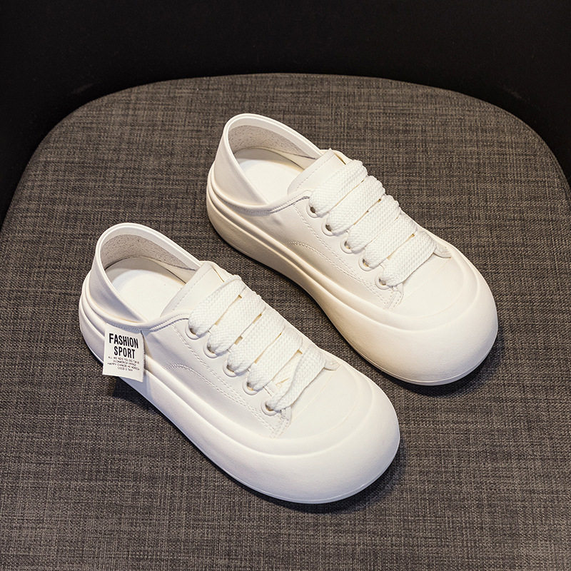 Giày sneaker nữ mũi tròn đế dày phối dây buộc — M 2378m màu, M2378 màu be