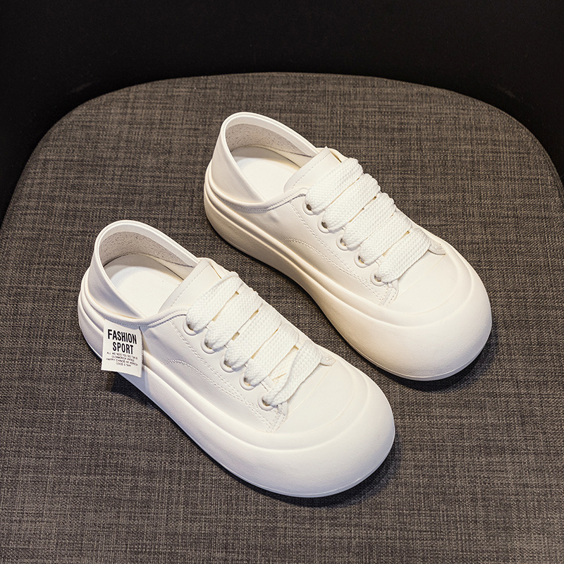 Giày sneaker nữ mũi tròn đế dày phối dây buộc — M 2378m màu, M2378 màu be