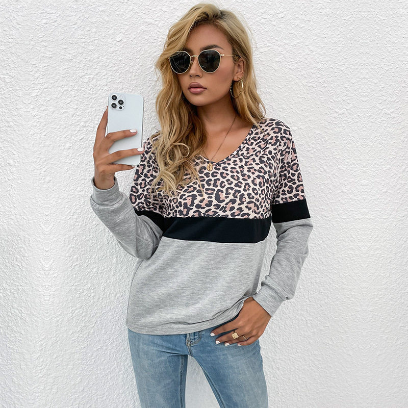 Leopard Print Long Sleeve Top Casual Style Early Autumn Womens Fashion Wholesale Available customizable