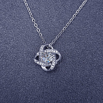 Titanium steel clover necklace full diamond zircon rotating pendant cross-border European and American stainless steel necklace gift wholesale
