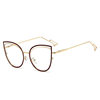 European and American Cat-Eye Hollow Glasses Frame Cross-Border Trendy Metal Spring Legs Anti-Blue Light Glasses Can Be Matched with Myopia Glasses Frames
