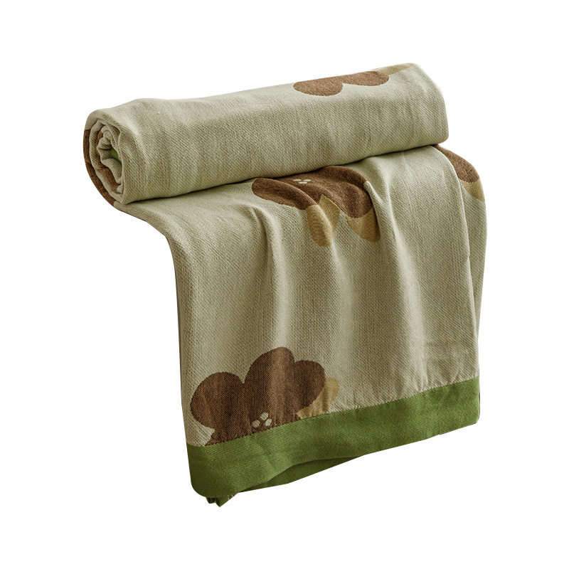 Summer Bamboo Fiber Blanket Towel Quilt Adult Spring and Autumn Double-Layer Gauze Cool Air-Conditioned Quilt Sofa Blanket Casual Blanket