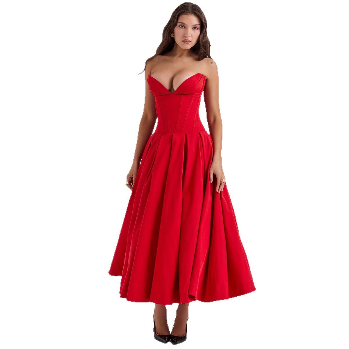 Sleeveless Midi Dress Solid Color Sexy Style Spring Fashion Wholesale Womens Apparel low MOQ