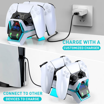 Suitable for Ps5 Handle Fast Charger Contact Dual-Seat Charging Game Handle Charging Base Accessories with Light Screen
