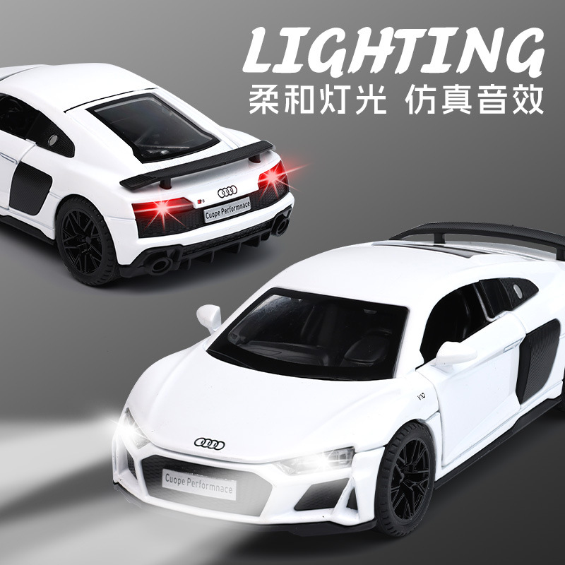 1:32仿真R8跑车模型黑色合金小汽车超级精品摆件男孩跨境玩具车子