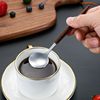 Creative Wood Grain Handle Coffee Spoon Stainless Steel Spoon Ice Cream Small Round Spoon Long Handle Dessert Honey Spoon Stirring Spoon