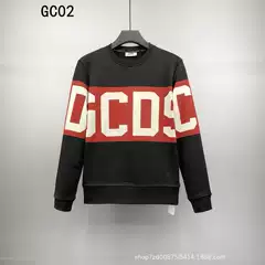 Gc02 Men's Sweatshirt Gcds Letter Double-Sided Printing Cross-Border European and American Trendyy Autumn Slim Long-Sleeved Round Neck Pullover