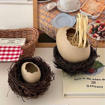 Xiaohongshu same style eggshell shape tableware creative bird nest Bird Nest dessert bowl cold drink barbecue restaurant instant noodle bowl plate