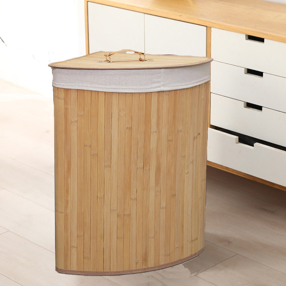 Cross-border triangle bamboo laundry basket laundry basket bamboo folding woven clothes storage bucket wholesale a generation of TEMU