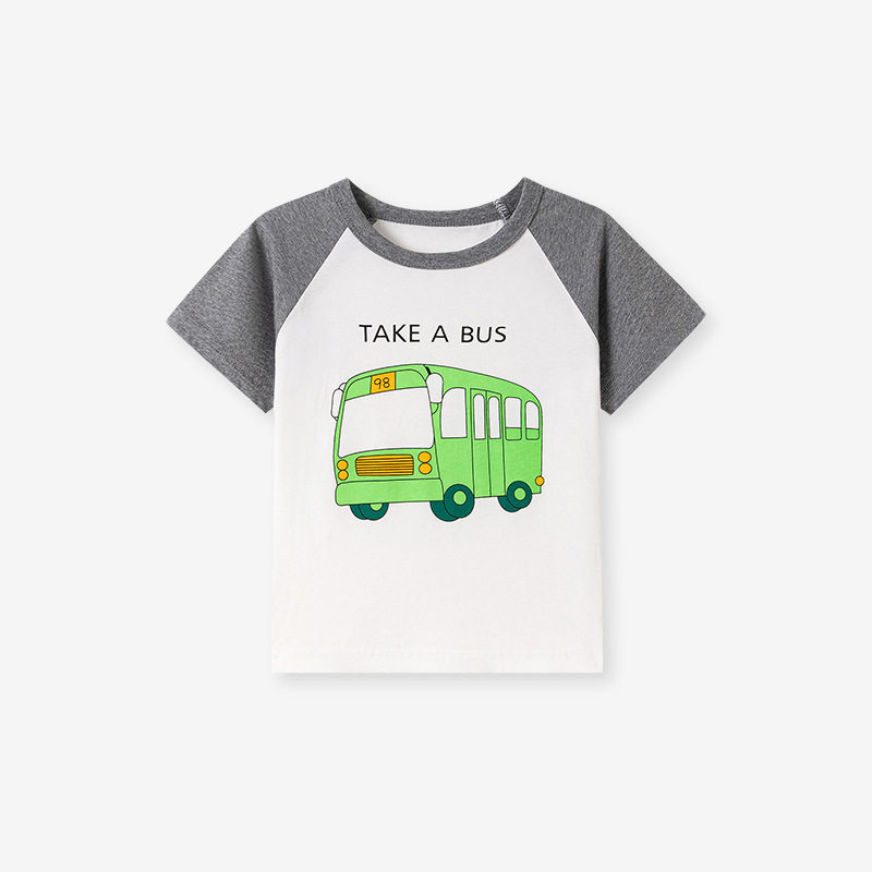 Summer Kids' Printed T-shirt, Boys' Short-sleeve Undershirt, Cartoon Car Kids' Top