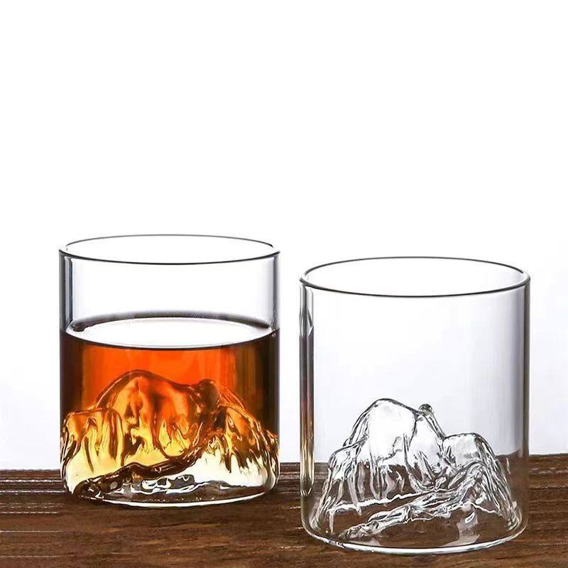 Creative Glass Guanshan Cup Japanese-style Mount Fuji Xizang Mountain Cup Foreign Wine Whisky Glass Household High-value Water Cup
