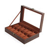 Light Bundle Wood Grain Watch Leather Box 12-Position Window Mechanical Watch Gift Box Leather Jewelry Box Bracelet Bracelet Box