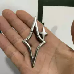 Cross-Border Five-Pointed Star Metal Carabiner Star Keychain Oval Zinc Alloy Press Spring Buckle Bag Pendant