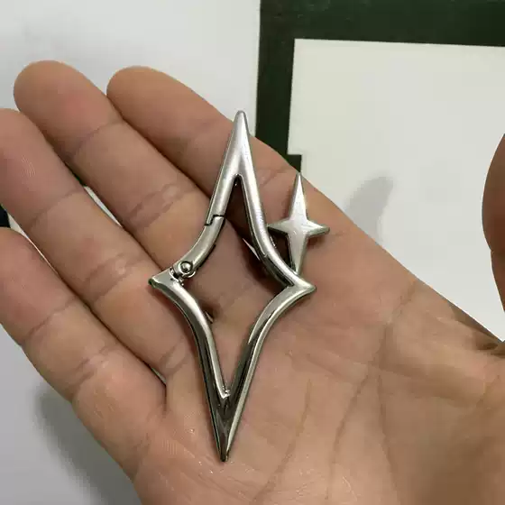 Cross-Border Five-Pointed Star Metal Carabiner Star Keychain Oval Zinc Alloy Press Spring Buckle Bag Pendant